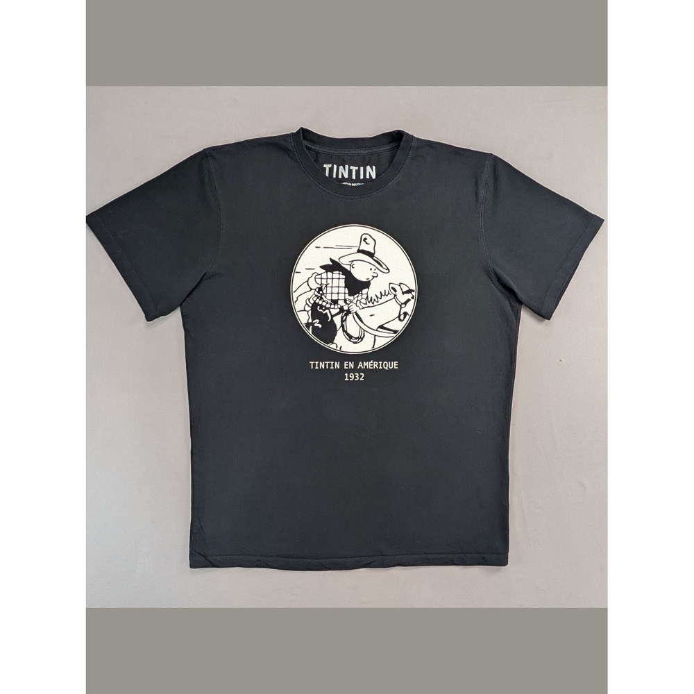 Tintin En Amerique 1932 Graphic Tee Black Small Comic Shirt Belgium